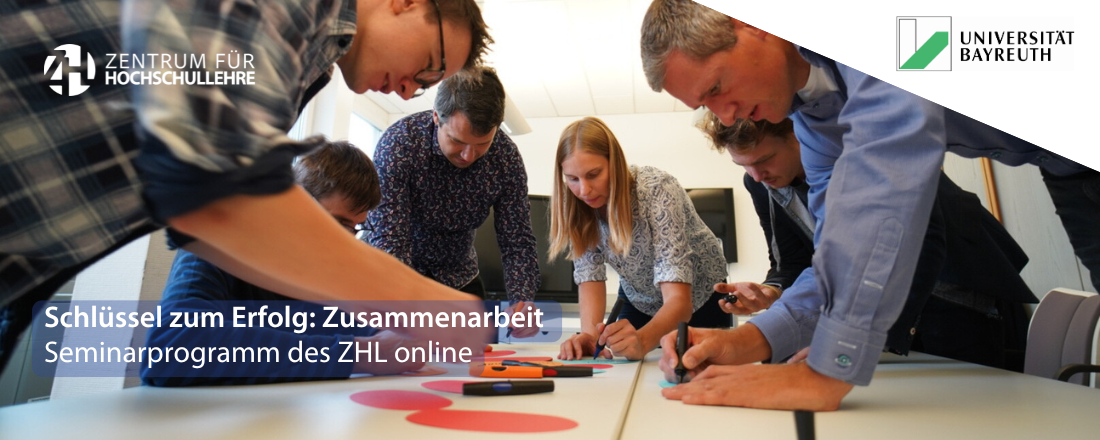 Das Seminarprogramm des ZHL bringt alle Lehrenden in ihrer Lehre an der Uni Bayreuth weiter. Themen: KI, Kooperation, Zusammenarbeit, Innovation, Vorlesungen und vieles mehr