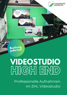 Das Studio ermöglicht professionelle Videoaufzeichnungen mit komplett vorkonfigurierter und damit sehr einfacher Aunfahmetechnik